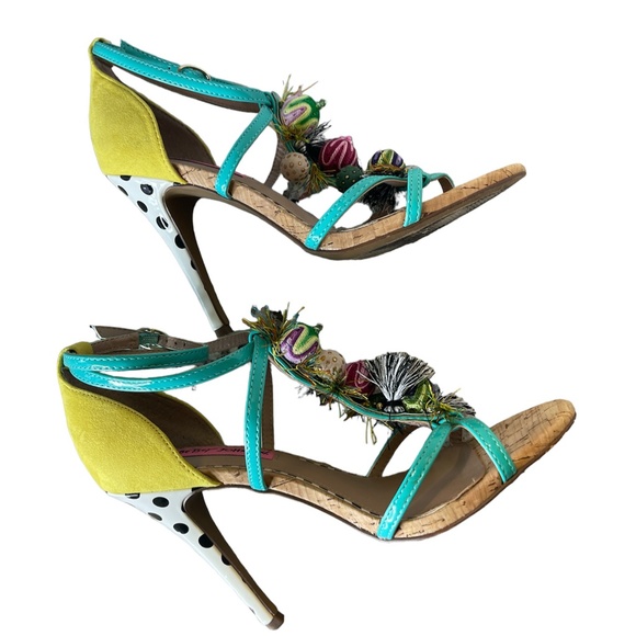 Betsey Johnson Rudey Strappy Heeled Sandals Multi-Color Polka Dot Size 7 - Picture 6 of 7